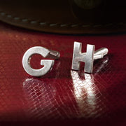 Personalized initial G and H sterling silver cufflinks
