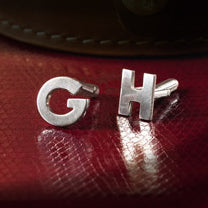 Personalized initial G and H sterling silver cufflinks