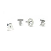Personalized initial sterling silver cufflinks in letters A T O Z showing mixed styles 
