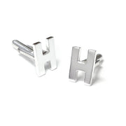 Personalized initial H sterling silver cufflinks