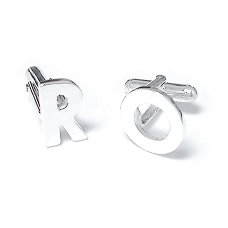 Personalized initial R and O sterling silver cufflinks