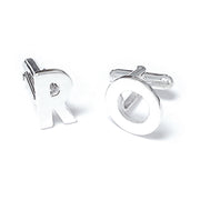 Personalized initial R and O sterling silver cufflinks