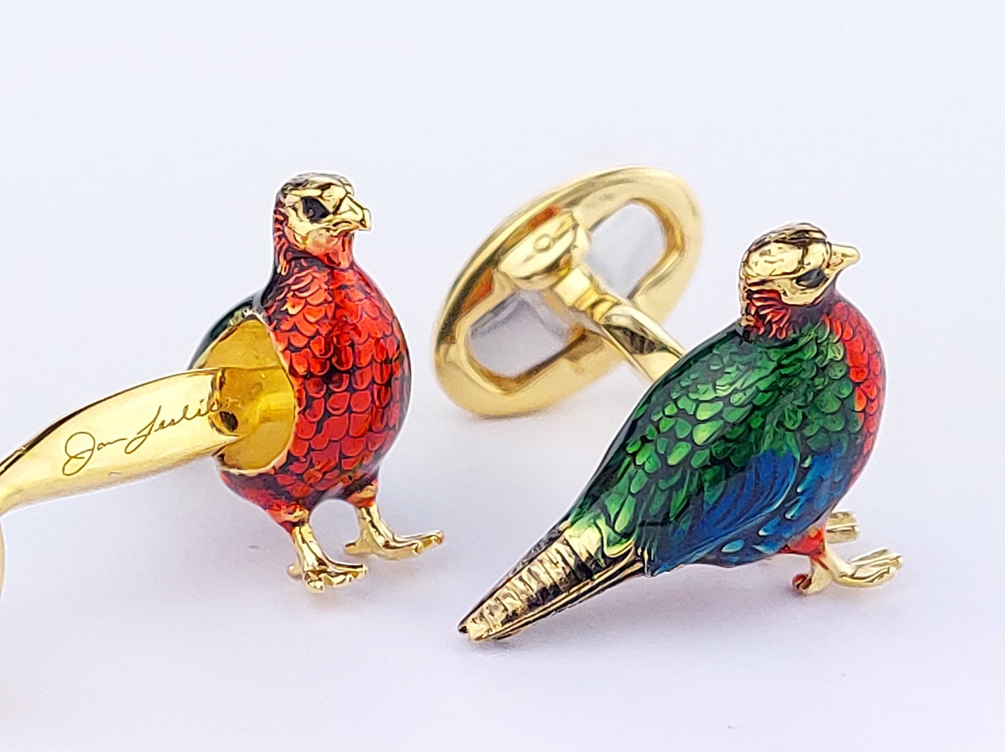Colorful Quail Sterling Silver Gold Vermeil Cufflinks