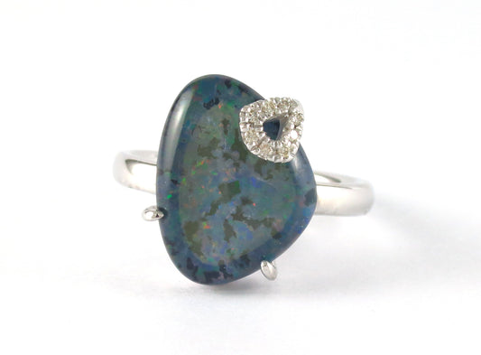 Koi Cascade Blue Opal Minimalist Sterling Silver Ring  I Jan Leslie