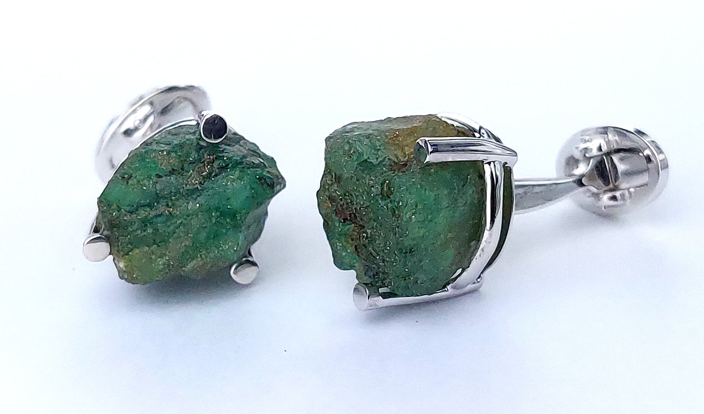 Raw Emerald Sterling Silver Cufflinks