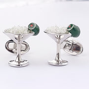 Sterling silver 3D martini glass cufflinks with crushed ice enamel.Jan leslie