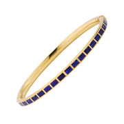 Channel-set lapis lazuli square tile gold vermeil cuff bangle bracelet 