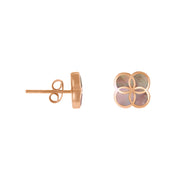 Rose Gold Vermeil Taupe-Pink Mother-of-Pearl Petal Seed of Life Kids' Stud Earrings | Jan Leslie