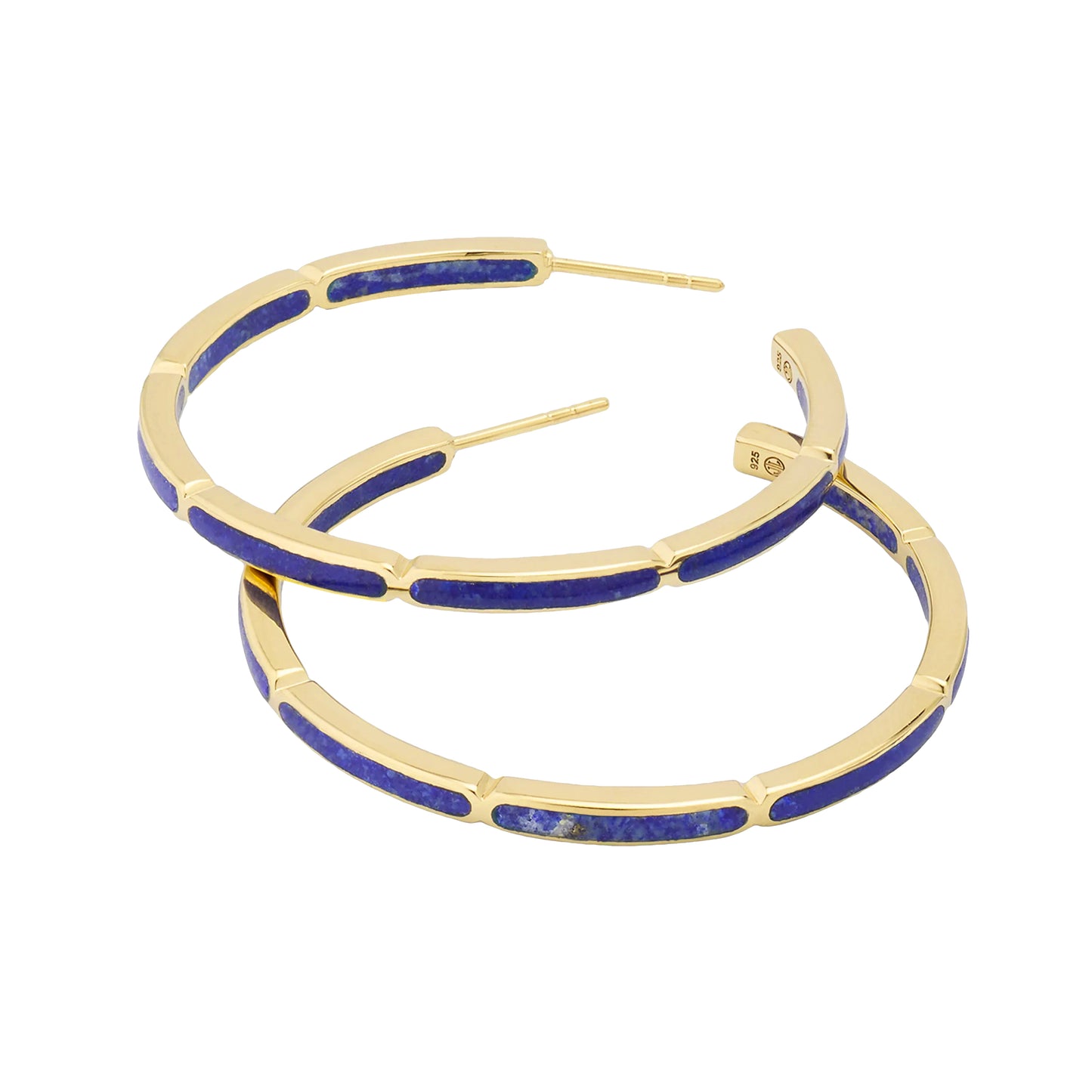 Dash Gemstone Dual Inlay Gold Vermeil Sterling Hoop Earrings