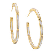 Dash Gemstone Dual Inlay Gold Vermeil Sterling Hoop Earrings