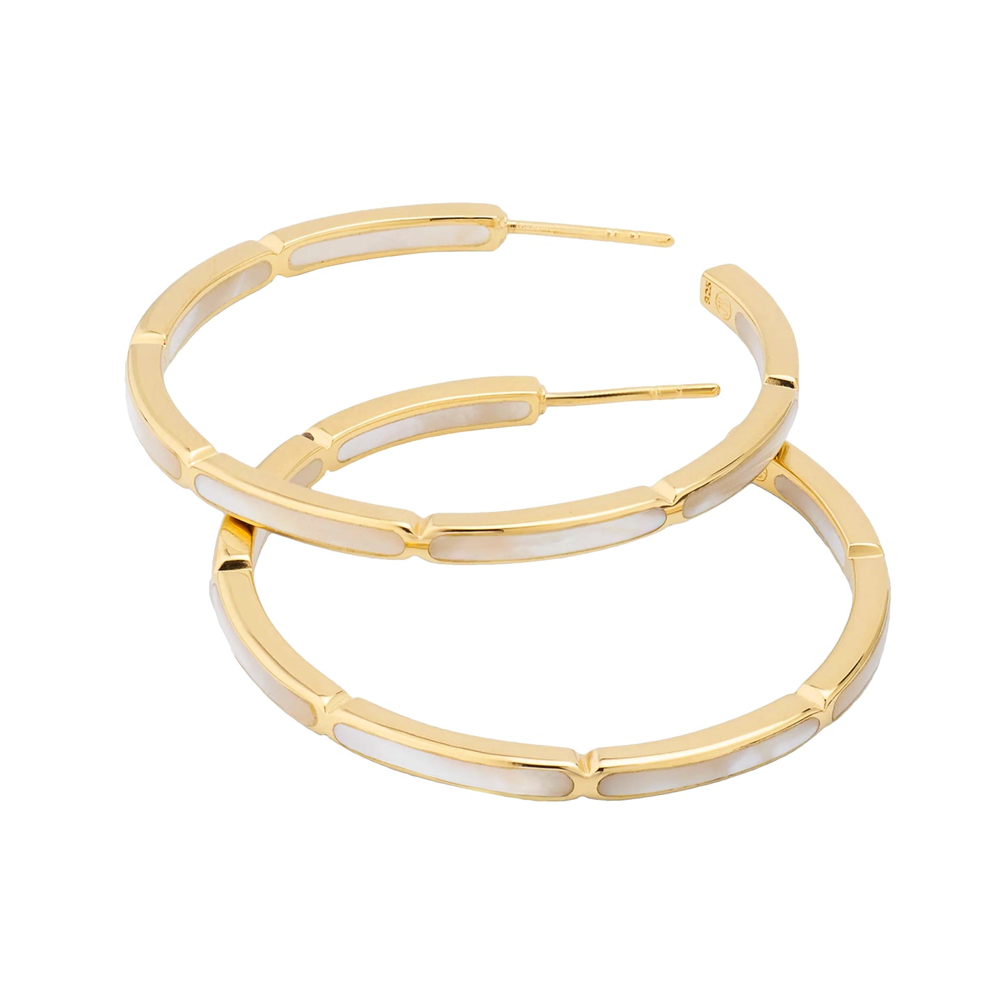 Dash Gemstone Dual Inlay Gold Vermeil Sterling Hoop Earrings