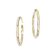 Dash Gemstone Dual Inlay Gold Vermeil Sterling Hoop Earrings