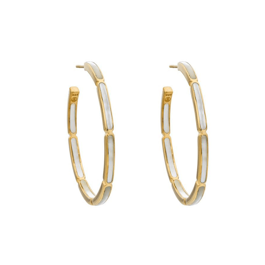 Dash Gemstone Dual Inlay Gold Vermeil Sterling Hoop Earrings