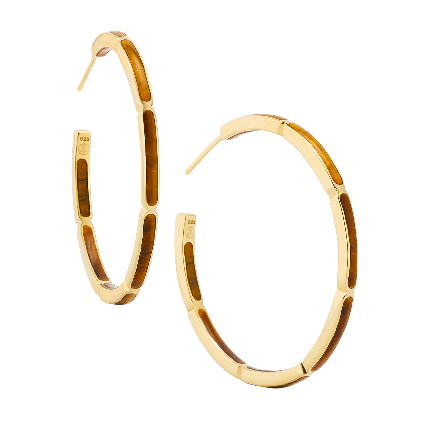 Dash Gemstone Dual Inlay Gold Vermeil Sterling Hoop Earrings