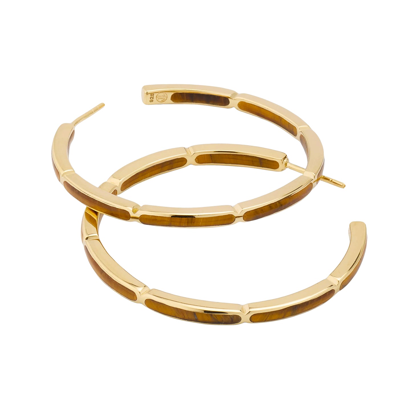 Dash Gemstone Dual Inlay Gold Vermeil Sterling Hoop Earrings