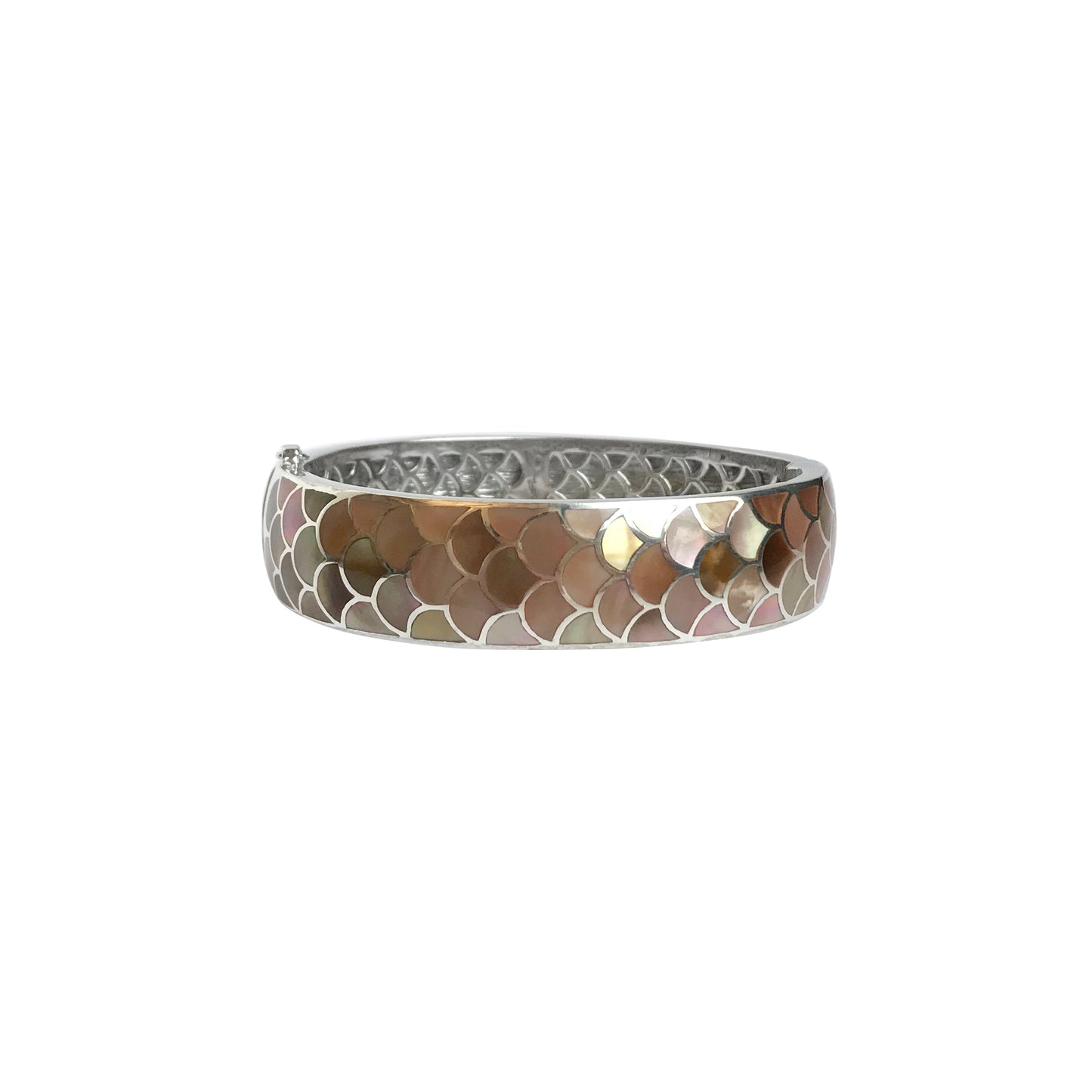 Koi Cascade Mother of Pearl Medium Sterling Silver Bangle Bracelet I Jan Leslie
