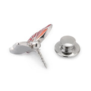 Red and coral enamel butterfly sterling silver lapel pin