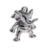 Three-dimensional sterling silver elephant charm pendant.
