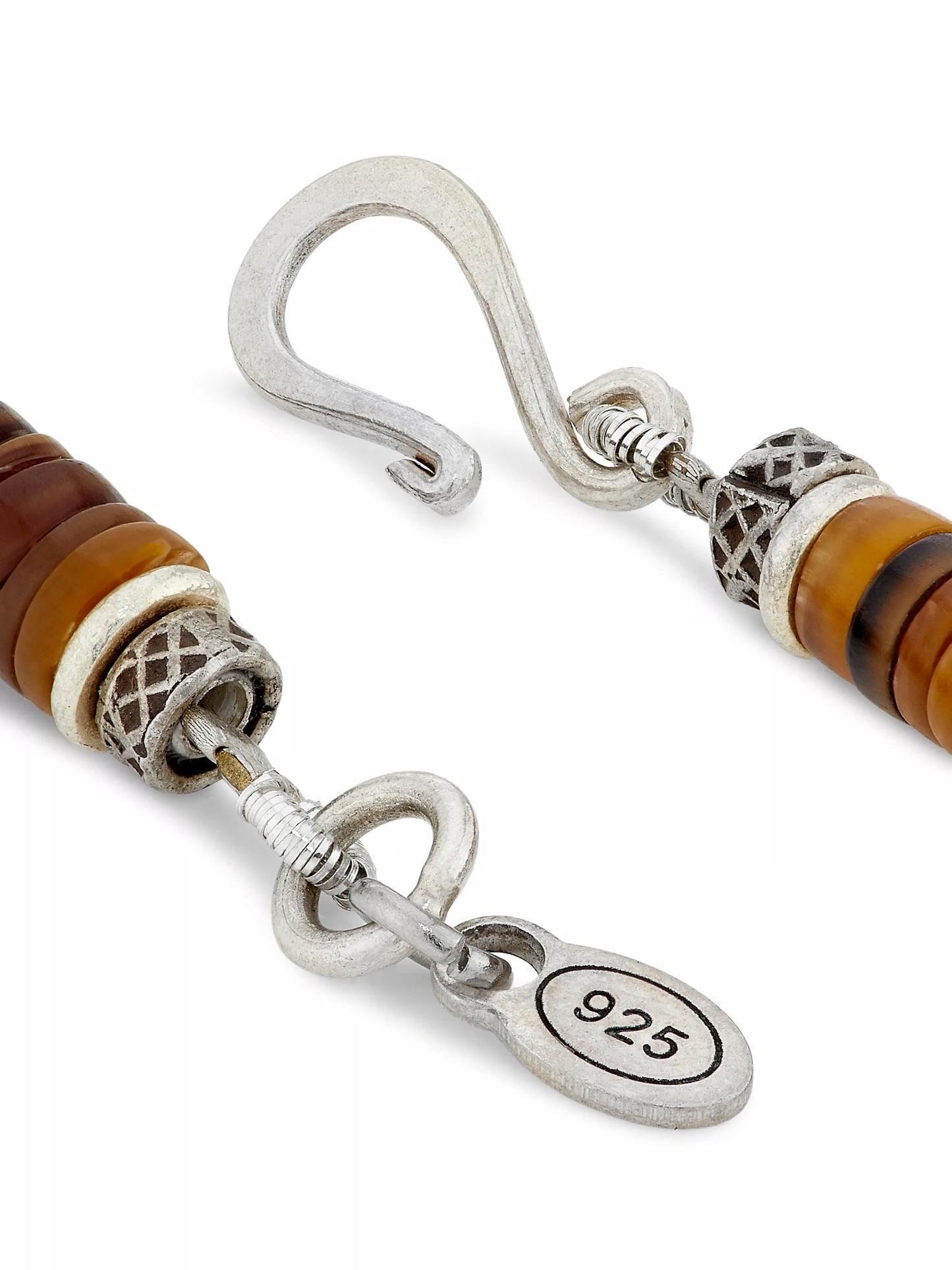 Brown Cognac Shell & Sterling Silver Necklace
