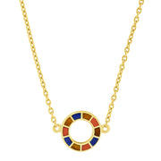 Multicolor enamel open circle pendant bracelet on gold cable chain — Jan Leslie