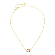 "Multicolor enamel open circle pendant bracelet on gold cable chain — Jan Leslie