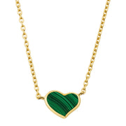 18K gold vermeil malachite heart pendant necklace by Jan Leslie