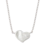 White Mother-of-Pearl Heart Pendant Necklace