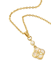 18K Gold Vermeil White Mother-of-Pearl Petal Seed of Life Delicate Drop Pendant Necklace | Jan Leslie