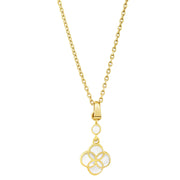  18K Gold Vermeil White Mother-of-Pearl Petal Seed of Life Delicate Drop Pendant Necklace | Jan Leslie