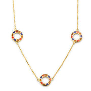 Multicolor enamel segmented circle station necklace in gold with lobster clasp and extender — Jan Leslie