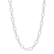 Marseille textured oval link chain necklace in 925 sterling silver with 18k gold accents — handcrafted luxury by Jan Leslie