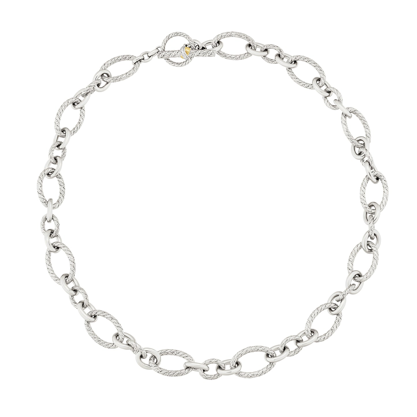 Foxtail Chain Sterling Silver with 18k Gold Necklace