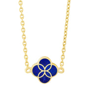 Lapis lazuli quatrefoil inlay pendant on gold cable chain necklace — Jan Leslie