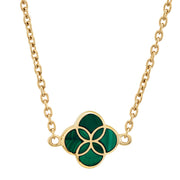 Malachite quatrefoil inlay pendant on gold cable chain necklace — Jan Leslie