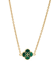 Malachite quatrefoil inlay gold pendant necklace — Jan Leslie