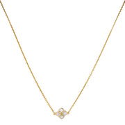 White mother-of-pearl quatrefoil inlay pendant on gold cable chain necklace — Jan Leslie