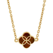 Tiger's eye quatrefoil inlay pendant on gold cable chain necklace — Jan Leslie