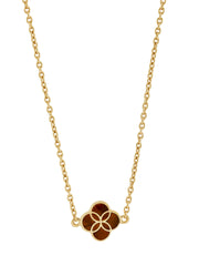 Tiger's eye quatrefoil inlay pendant on gold cable chain necklace — Jan Leslie