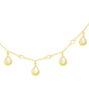 Minimalist gold chain necklace with polished teardrop charms 