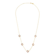 Multicolor enamel five open-circle station necklace on gold cable chain — Jan Leslie