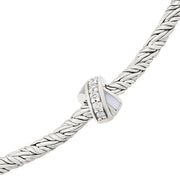 Sterling silver rope-textured chain necklace with a diamond-set X-station centerpiece accented by white mother-of-pearl inlay.