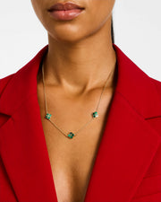 18K Gold Vermeil Malachite Petal Seed of Life Three-Station Necklace | Jan Leslie