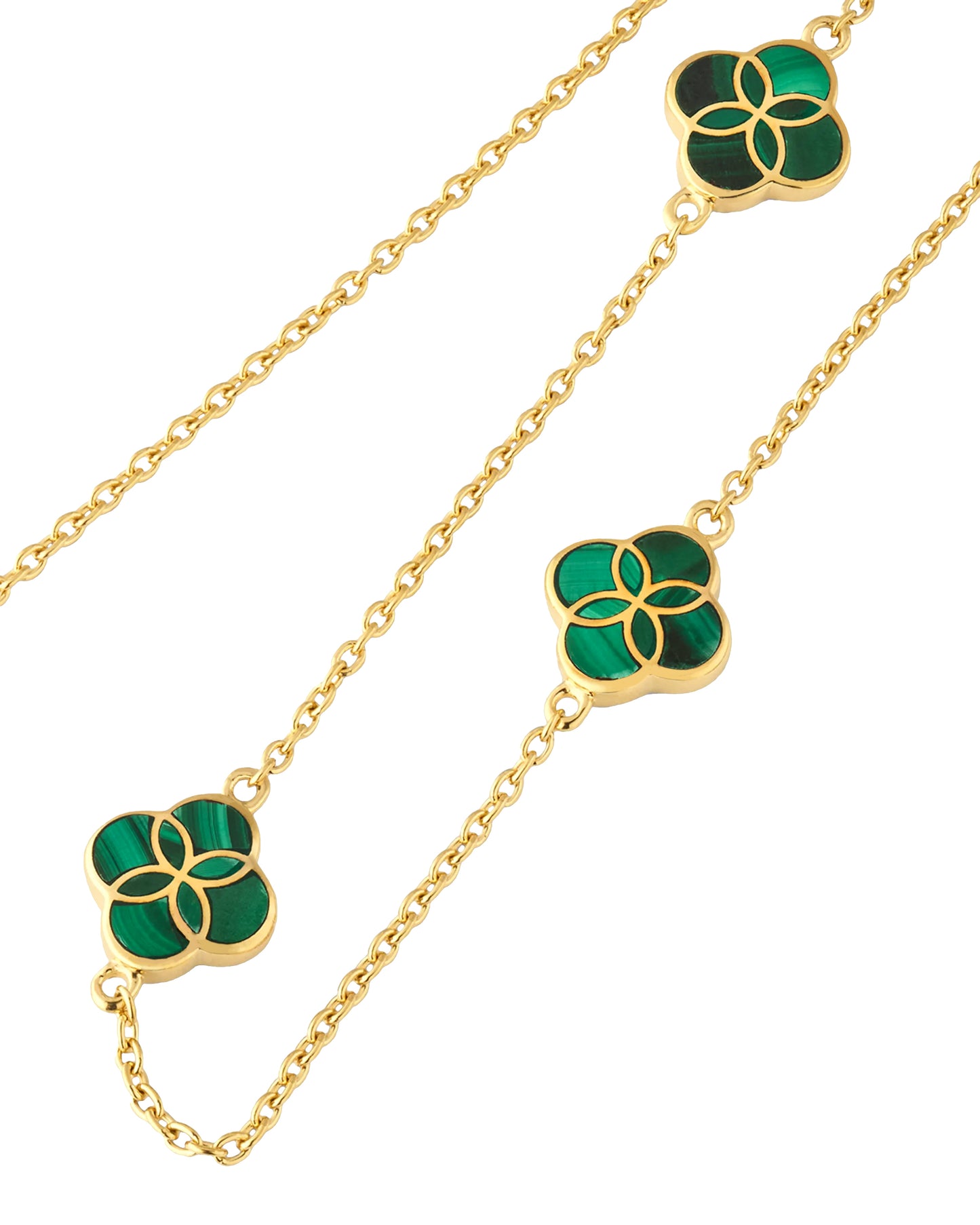 Gemstone Petal 3 Station Gold Vermeil Sterling Silver Necklace