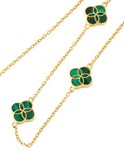18K Gold Vermeil Malachite Petal Seed of Life Three-Station Necklace | Jan Leslie