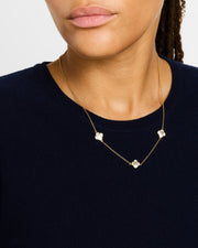  18K Gold Vermeil White Mother-of-Pearl Petal Three-Station Necklace