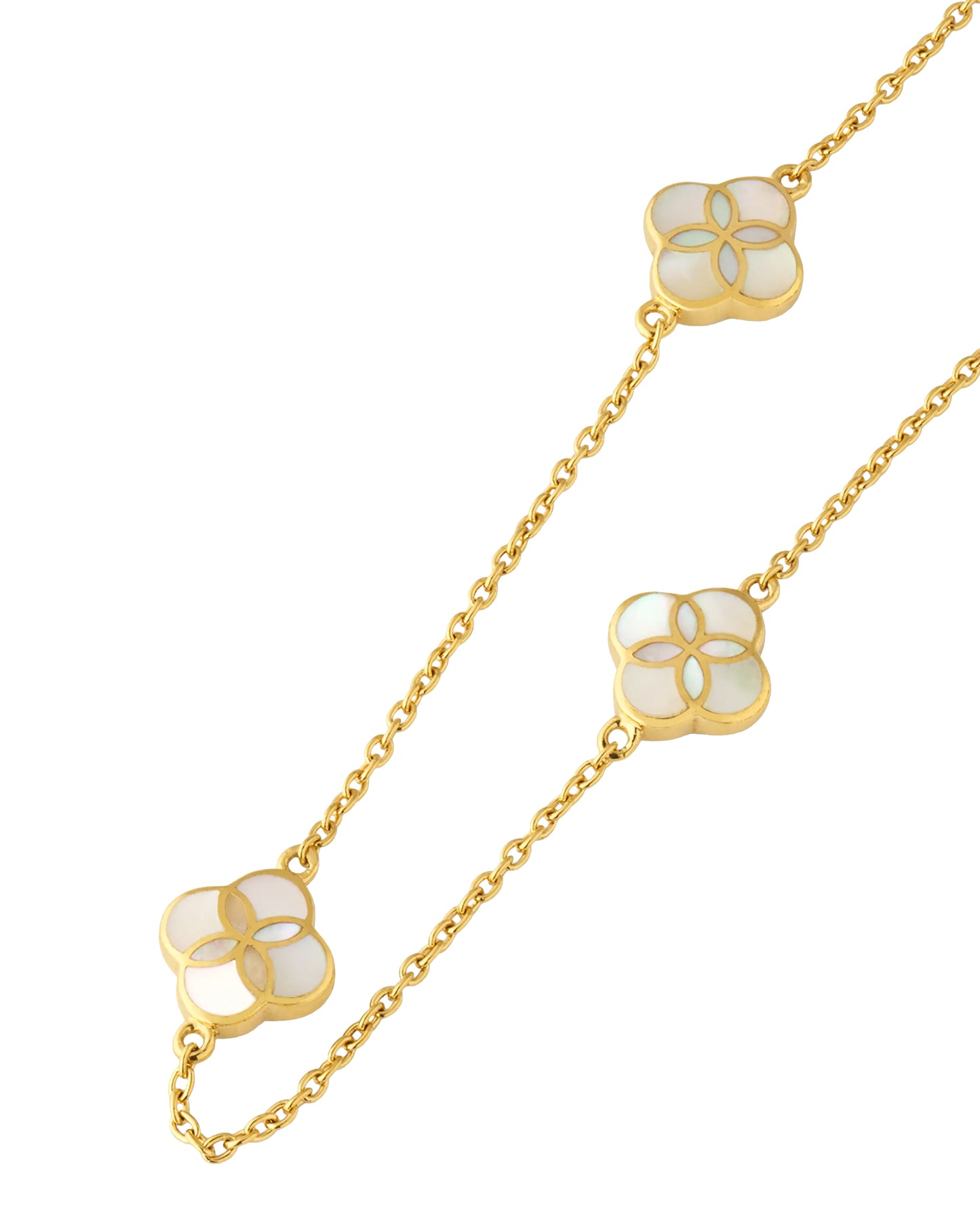 Gemstone Petal 3 Station Gold Vermeil Sterling Silver Necklace