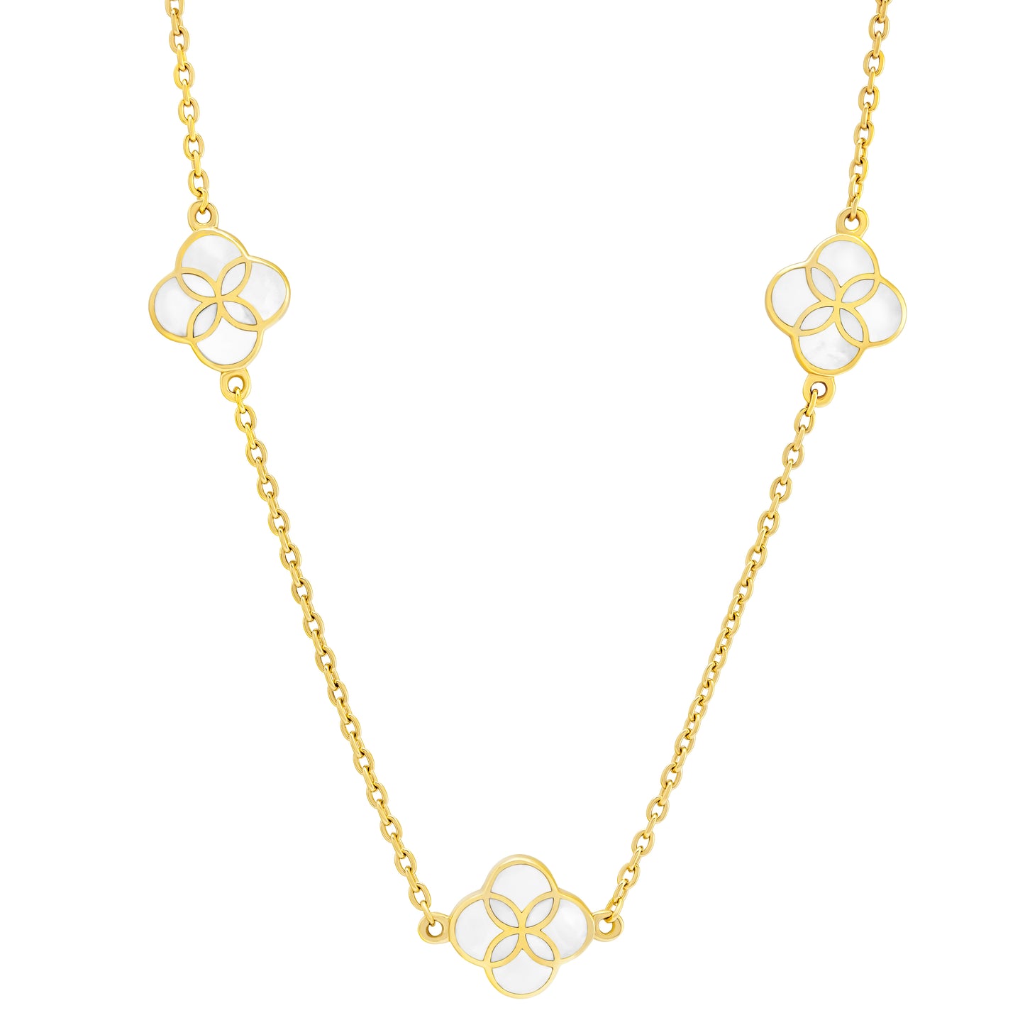 Gemstone Petal 3 Station Gold Vermeil Sterling Silver Necklace