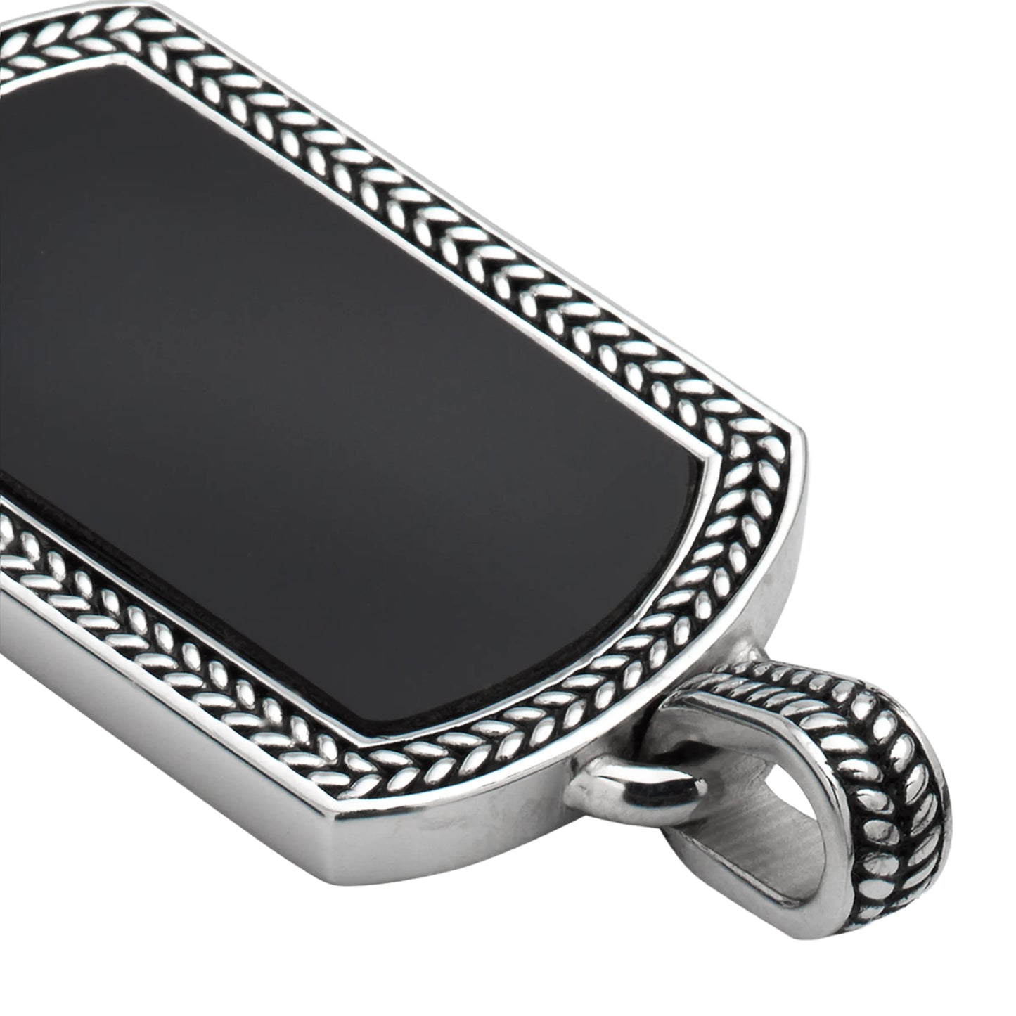 Black Onyx Plaque Sterling Pendant &  Necklace