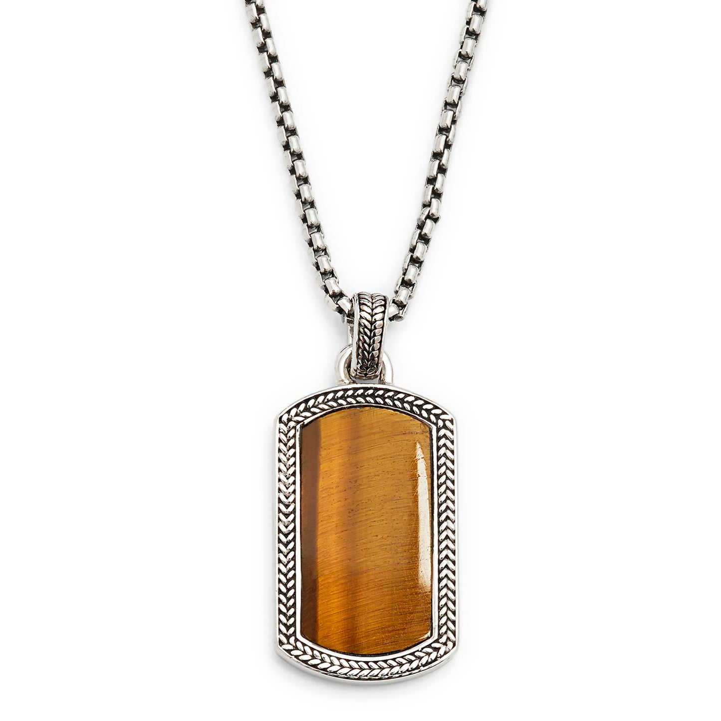 Tiger's Eye Gemstone Plaque Sterling Silver Pendant Necklace I Jan Leslie Cufflinks and Accessories. 