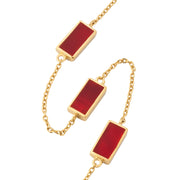  Gold vermeil four-station rectangular carnelian bezel necklace detail showing cable chain and station links by Jan Leslie.